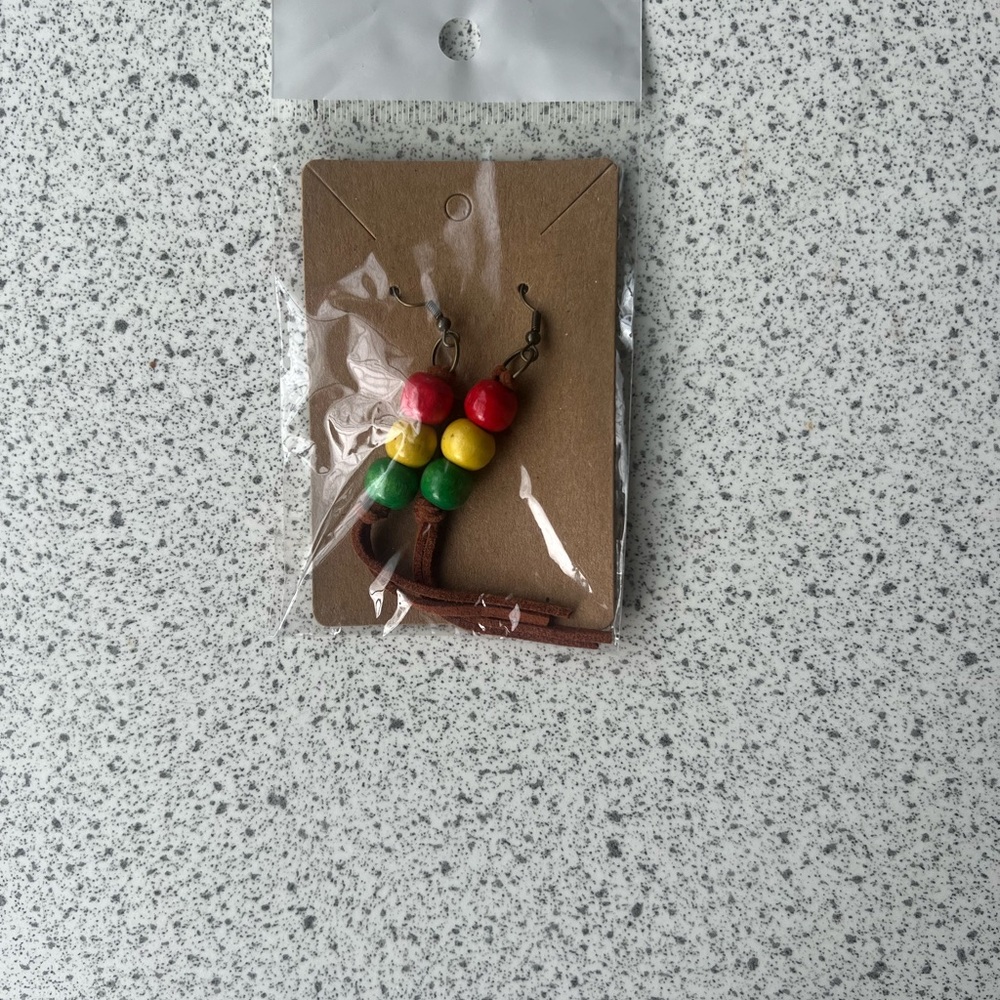 Rasta Color Beaded Earrings with Tassels